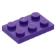 LEGO lapos elem 2x3, sötétlila (3021)